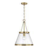 Elora Pendant 15", Aged Brass with Hammered Glass