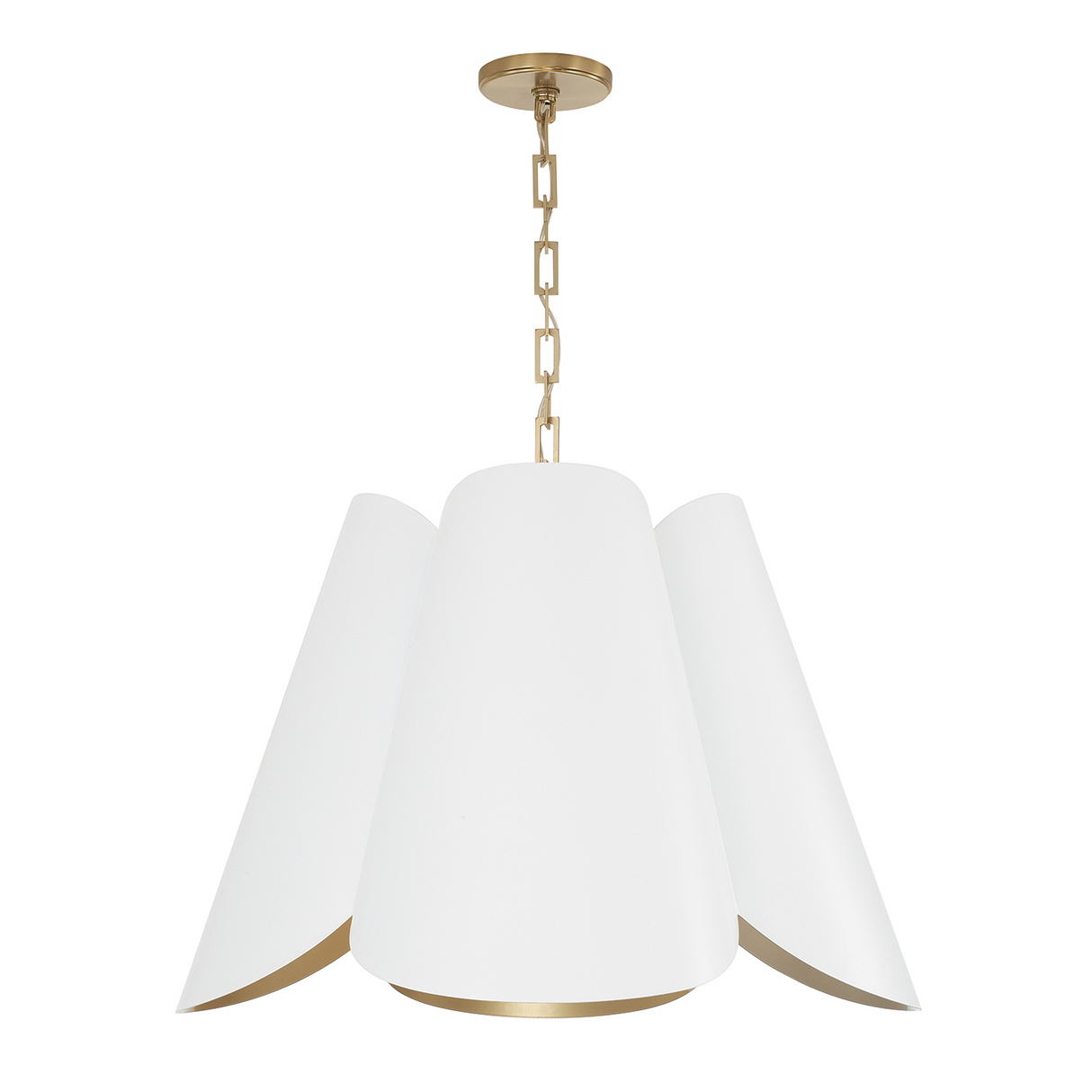 Fiore Pendant 27", White and Matte Brass