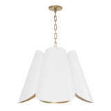 Fiore Pendant 27", White and Matte Brass