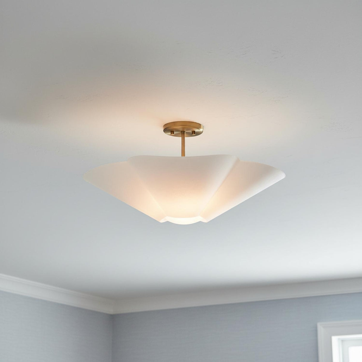 Fiore Large Semi-Flush 23", White and Matte Brass