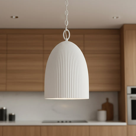 Indie Pendant 11, White Ceramic for Modern home with Warm Wood