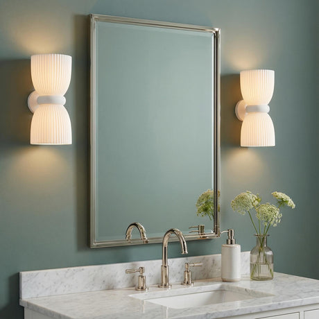 Indie Wall Sconce 17", White Ceramic