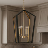 Talin Lantern Pendant 20", Black and Matte Brass for Transitional home with Gray Cabinetry