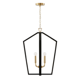 Talin Lantern Pendant 20", Black and Matte Brass