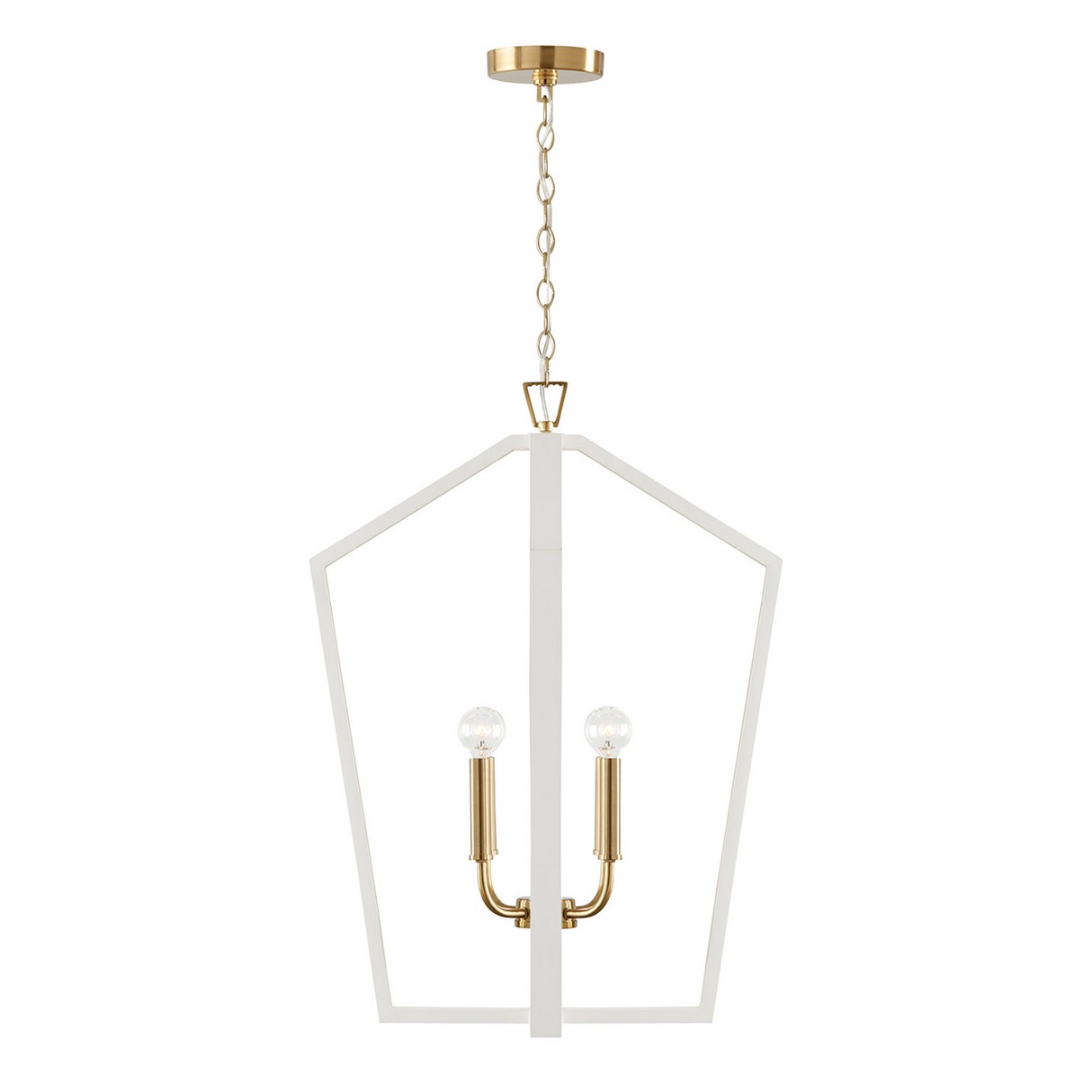 Talin Lantern Pendant 20", White and Matte Brass