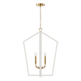 Talin Lantern Pendant 20", White and Matte Brass