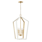 Talin Lantern Pendant 20", White and Matte Brass