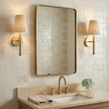 Evren Wall Sconce 17, Matte Brass with Natural Rope for Modern home with White Tile