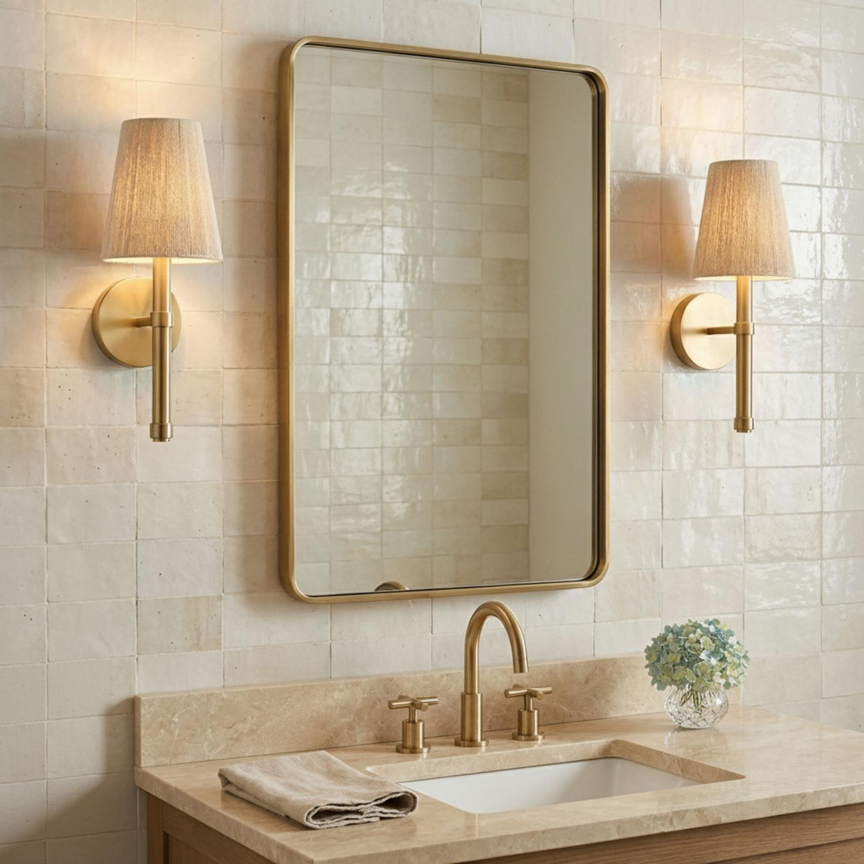 Evren Wall Sconce 17", Matte Brass with Natural Rope