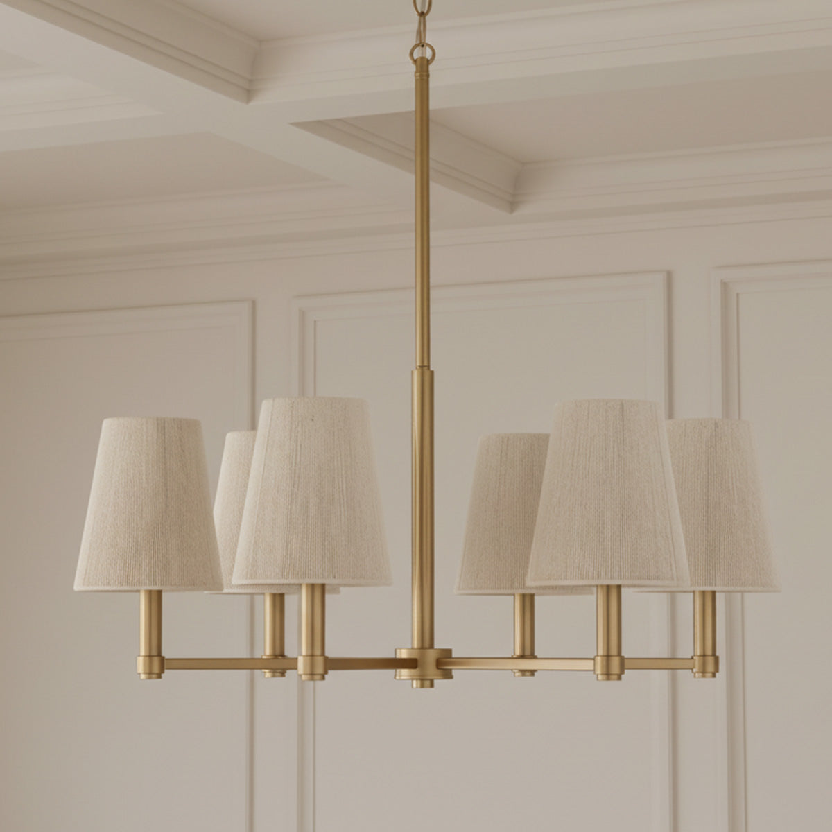 Evren 6 Light Chandelier 30" for Transitional home with White Wainscoting