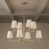 Evren 8 Light Two-Tier Chandelier 38" for Transitional home with Beige Coffered Ceiling