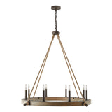 Mariner 8 Light Chandelier 38", Brushed Bronze with Mango Wood
