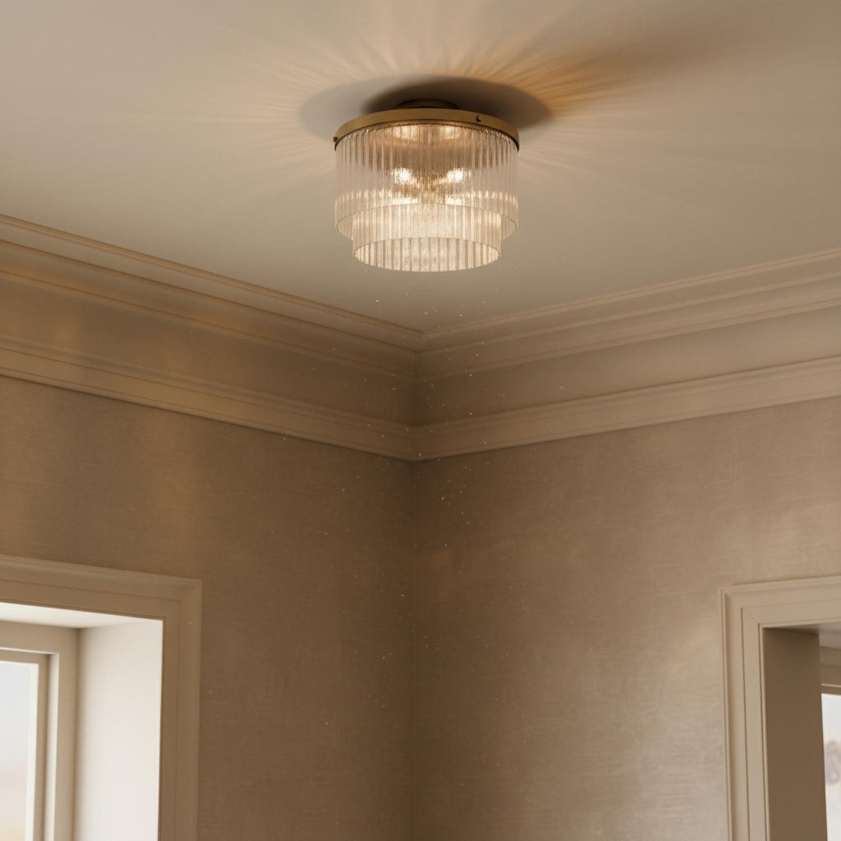 Libra Flush Mount 16", Aged Brass