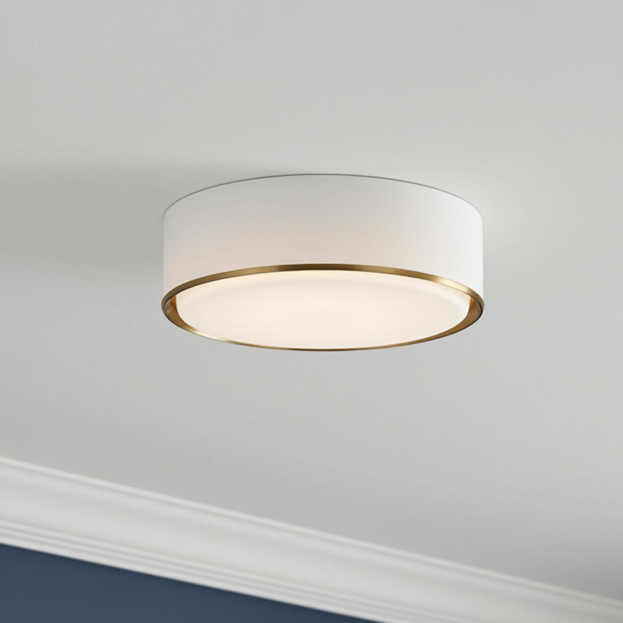 Adler Flush Mount 16", White and Matte Brass