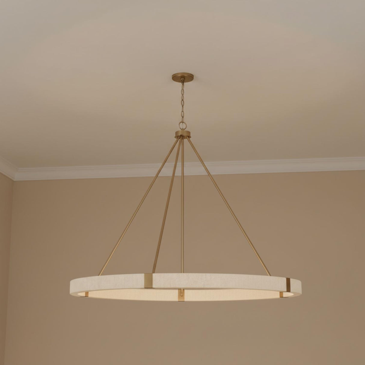 Saltair Ring Chandelier 48", Matte Brass with Natural Rope