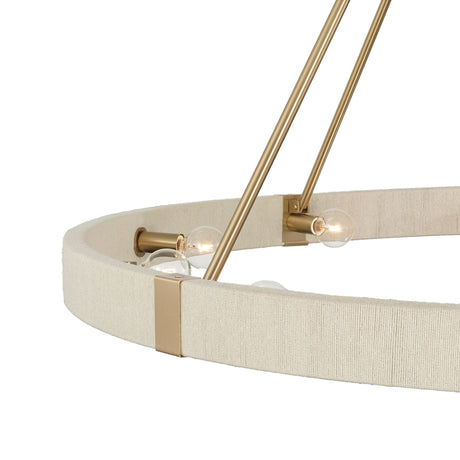 Saltair Ring Chandelier 48", Matte Brass with Natural Rope