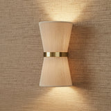 Beacon 2 Light Wall Sconce 16" for Modern home with Textured Beige Wallpaper