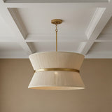 Beacon Pendant 24, Patina Brass with Natural Rope for Transitional home with Textured Walls