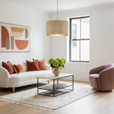 Leery Pendant 20", Whitewash and Matte Brass for Modern home with White Siding