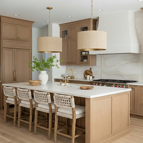 Leery Pendant 20", Whitewash and Matte Brass for Modern Farmhouse home with Wood Cabinets