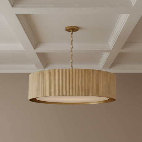 Leery Pendant 31, Whitewash and Matte Brass for Transitional home with Beige walls