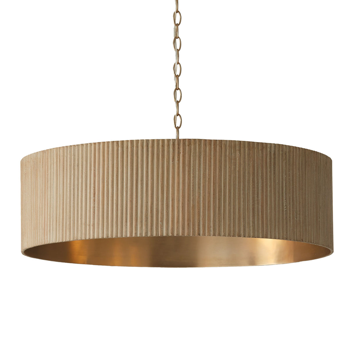 Leery Pendant 31", Whitewash and Matte Brass