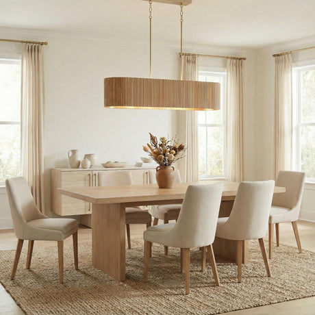 Leery Linear Chandelier 44", Whitewash and Matte Brass