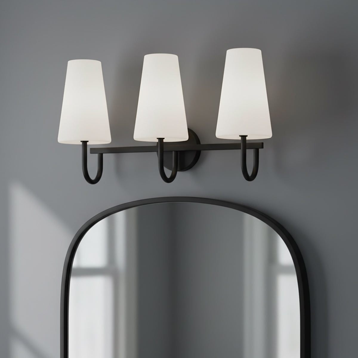 Viola 3 Light Vanity for Modern home with Dark Gray Walls
