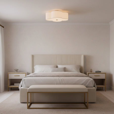 Orla Semi-Flush 18, Brushed Gold - Flush mount ceiling light in a bedroom setting