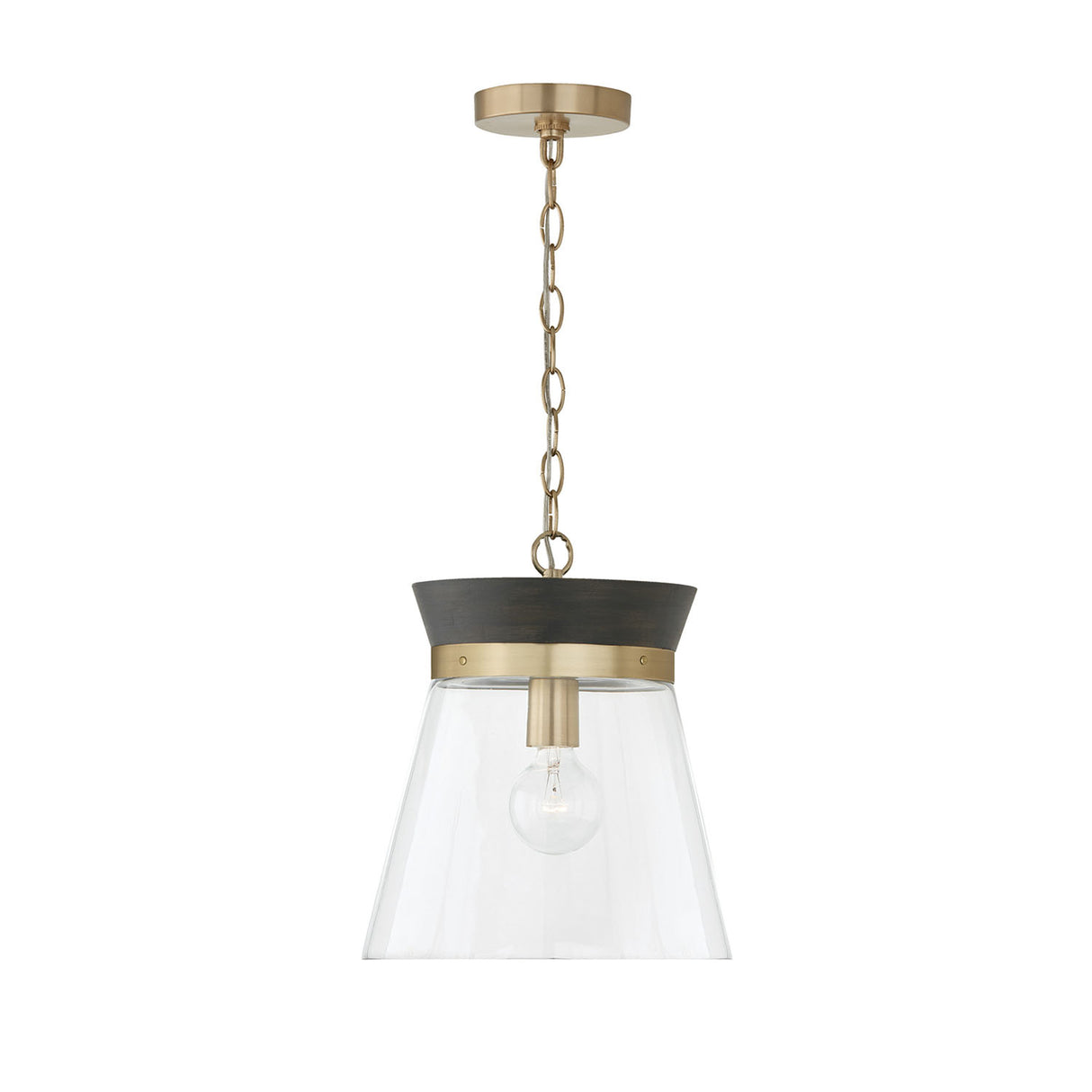 Maren Pendant 12", Ebony and Matte Brass