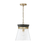 Maren Pendant 12", Ebony and Matte Brass