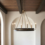 Maren 6 Light Chandelier 31", Ebony and Matte Brass