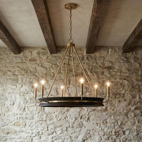 Maren 6 Light Chandelier 31", Ebony and Matte Brass