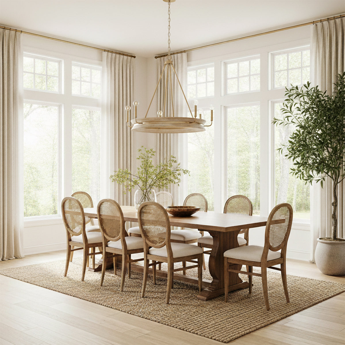 Maren 6 Light Chandelier 31" for Modern Farmhouse home with Whitewash and Matte Brass