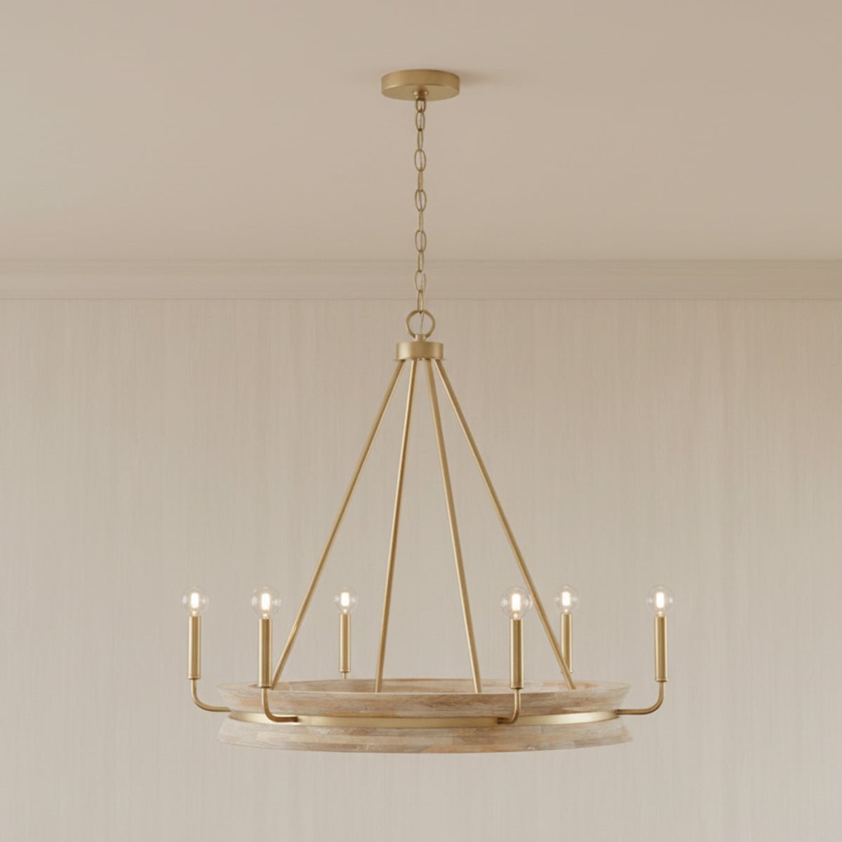 Maren 6 Light Chandelier 31" for Modern Farmhouse home with Whitewash Wood