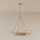 Maren 6 Light Chandelier 31", Whitewash and Matte Brass