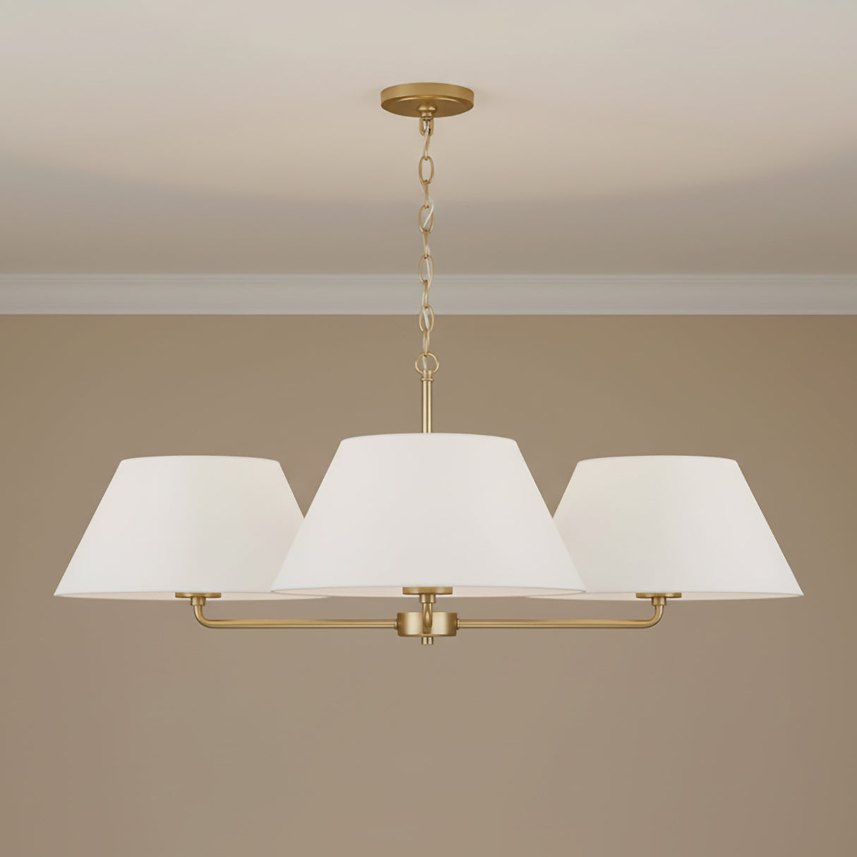 Simone 4 Light Chandelier 39", Matte Brass for Transitional home with Beige walls