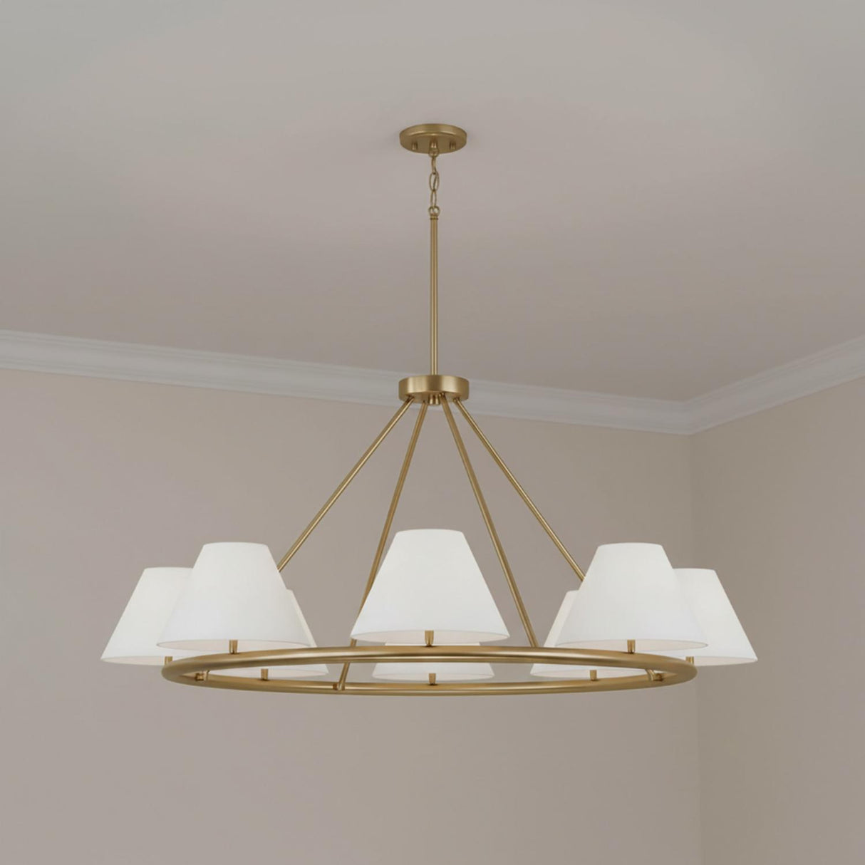 Simone 8 Light Ring Chandelier 45", Matte Brass