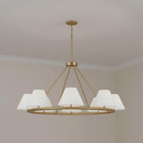 Simone 8 Light Ring Chandelier 45", Matte Brass