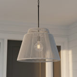 Luma Outdoor Pendant 23, Gray and Black for Coastal home with White Siding