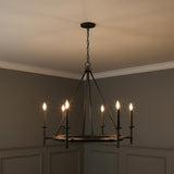 Bexley 6 Light Ring Chandelier 33", Brushed Black Iron