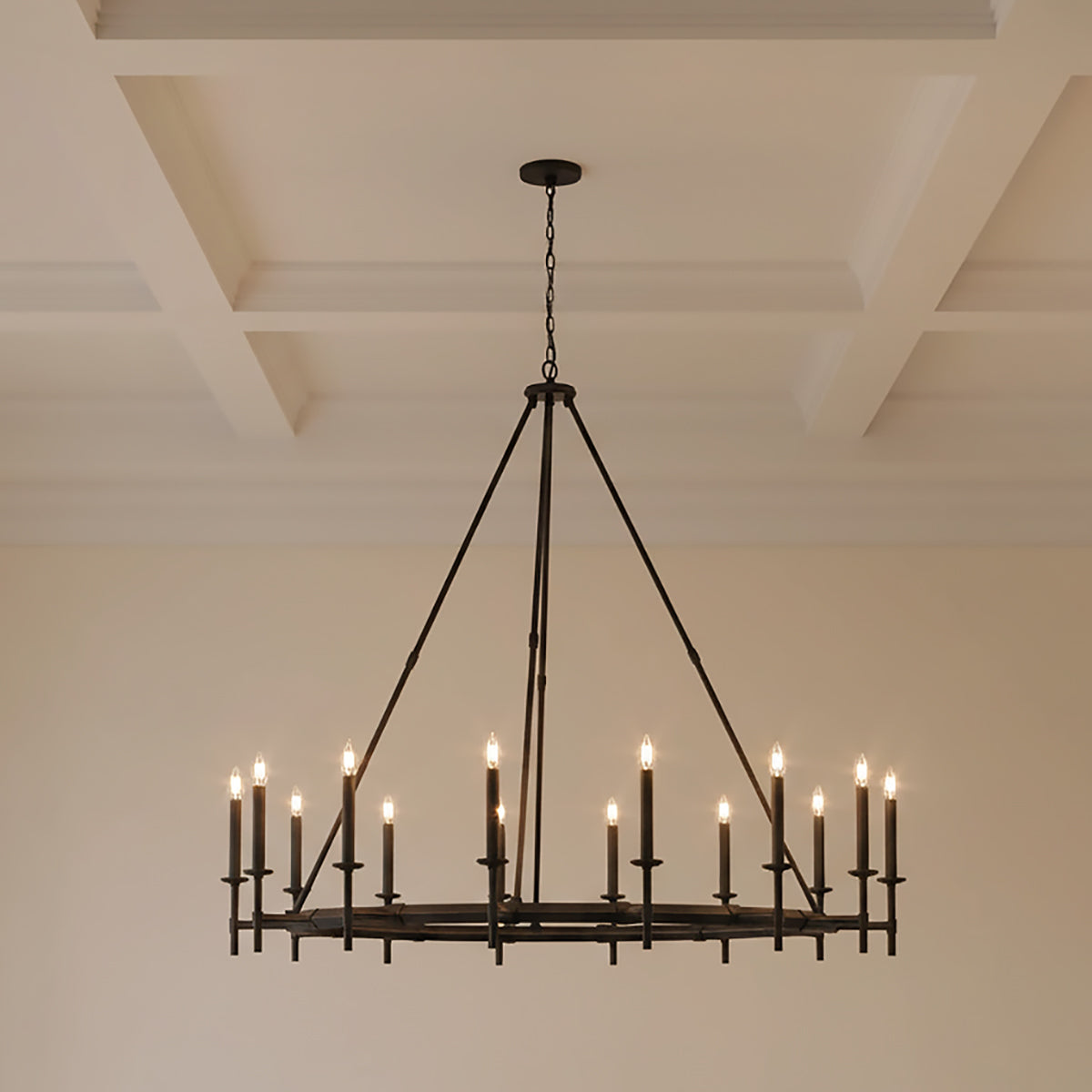 Bexley 16 Light Ring Chandelier 60" for Modern Farmhouse home with White Walls