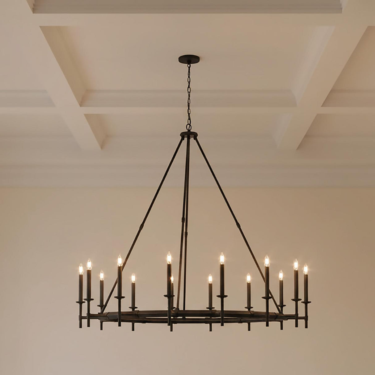 Bexley 16 Light Ring Chandelier 60", Brushed Black Iron
