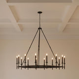 Bexley 16 Light Ring Chandelier 60", Brushed Black Iron