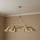 Crosby 6 Light Ring Chandelier 48" for Modern home with Warm Beige Textured Walls