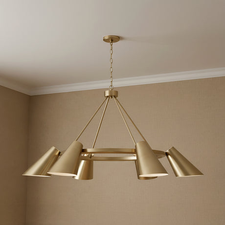 Crosby 6 Light Ring Chandelier 48" for Modern home with Warm Beige Textured Walls