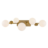 Inari LED 5 Light Vanity, Brass with Opal Glass