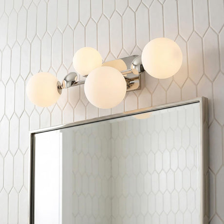 Inari LED 4 Light Vanity, Polished Nickel with Opal Glass