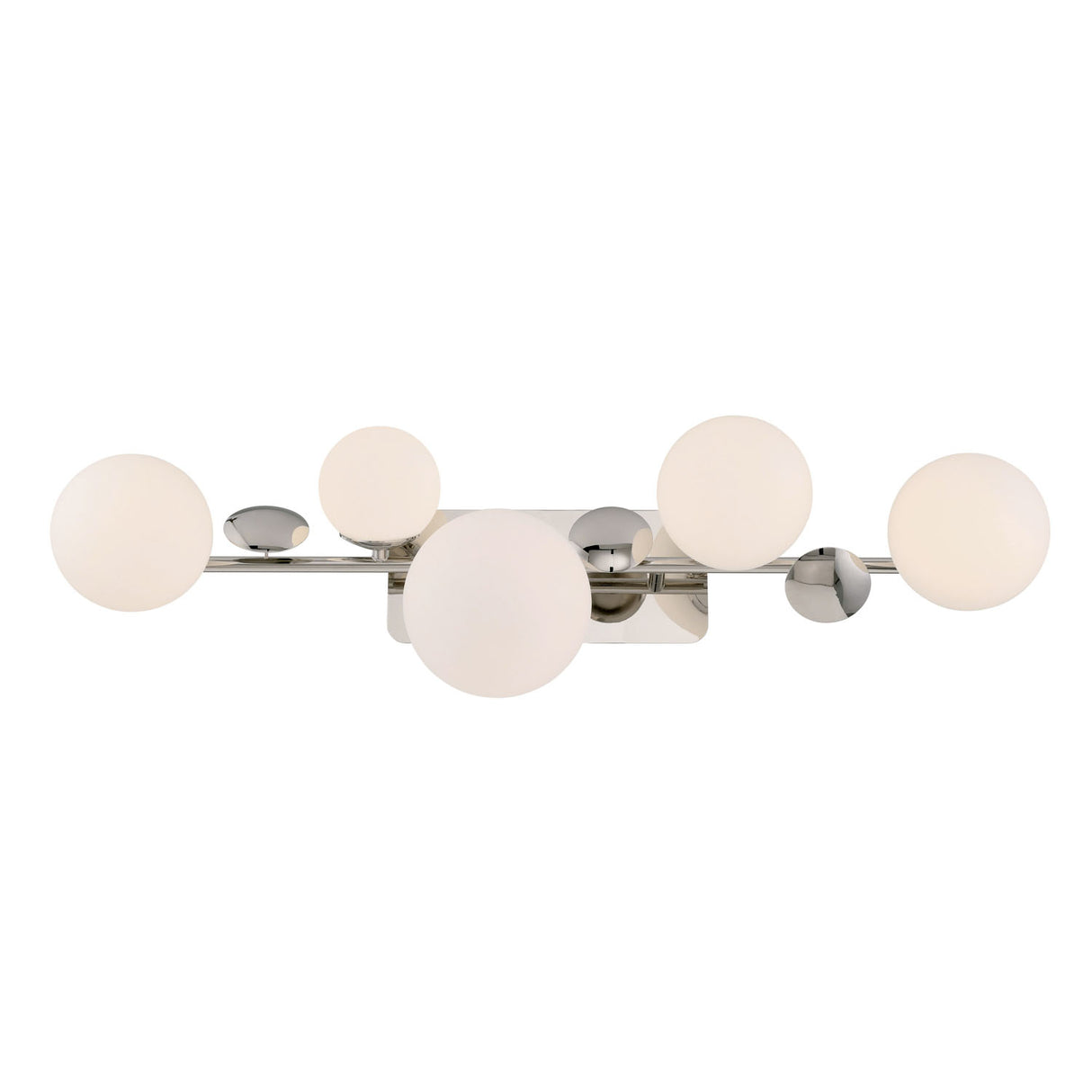 Inari LED 5 Light Vanity, Polished Nickel with Opal Glass