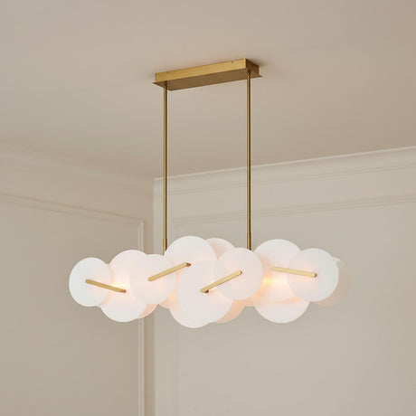 Malya LED Linear Chandelier 56", Brass with Opal Glass